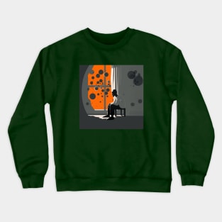 Illustration on man with depression sit-in on the chair in the room Crewneck Sweatshirt